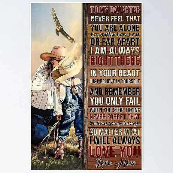 Cowgirl To My Daughter Poster- Unframed Poster | Wall Art | Perfect For Home Decor & Gifts, 8x12