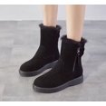 thumbnail image 1 of Botas de nieve de mujer de moda de invierno de media pantorrilla con forro polar, gruesas, cálidas, acolchadas de algodón, botas de invierno para mujer con piel integrada, 1 of 6