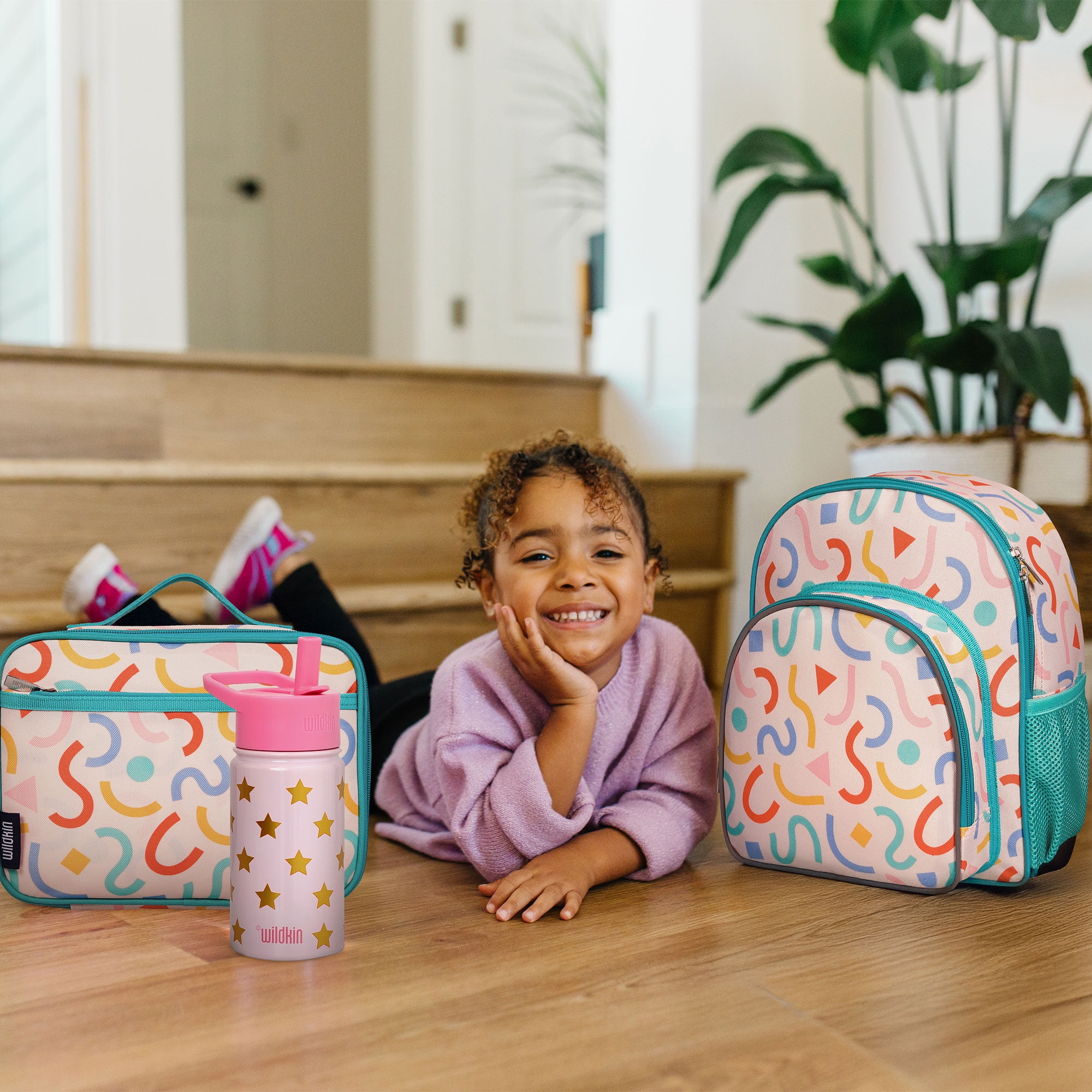 Wildkin Kids 12 Inch Backpack for Toddler Boys and Girls, Insulated Front Pocket (Confetti Peach)