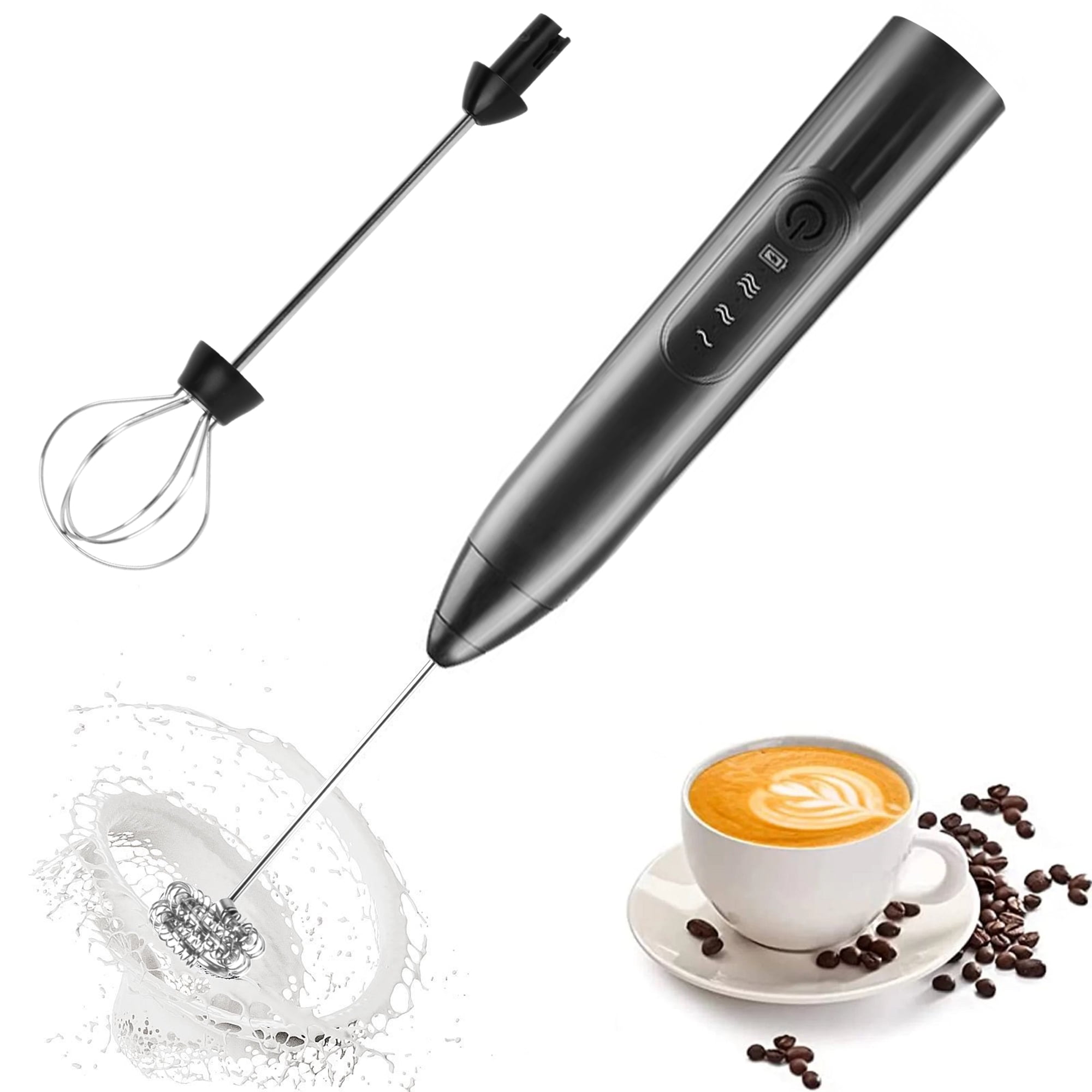 Electric Milk Frother, Usb Rechargeable Milk Frother And Mini Beater With  Dual Head Whisk, Stainless Steel Mixer For Coffee Cream Cappuccino Latte Coc