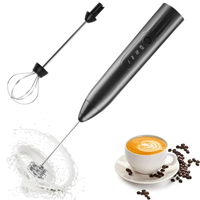 Electric Milk Frother Handheld Double Whisk Foam Coffee Maker USB  Rechargeable
