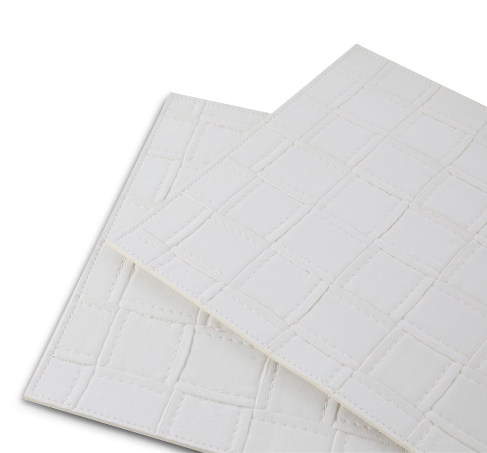 Ala Carte by Dainty Home Bostonian Quilted Textured Faux Leather Placemats – Set of 4, Reversible, Non-Slip, Washable, Heat & Tear Resistant – 12x18 in Dining Table Mats