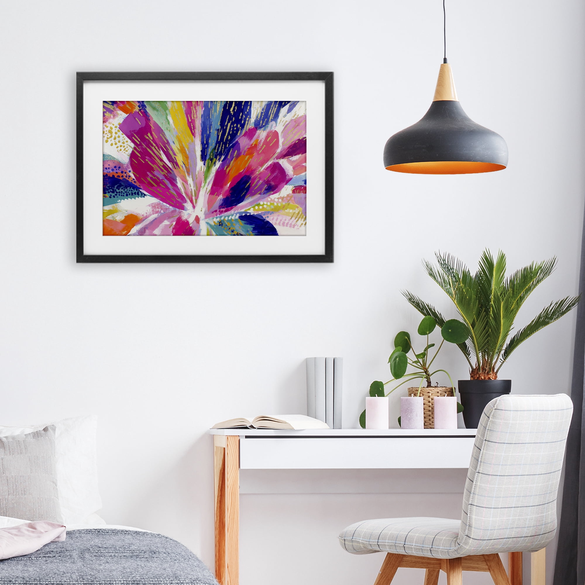 Stupell Industries Flower Burst in Vibrant Tones Black Framed Print Under Glass, design by Chromatic Storm Studio