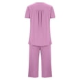 thumbnail image 5 of CLOISE Night Clothes for Women Sets 2-Piece Soft Short Sleeve Sleepwear Tees and Casual Capri Pants with Pockets Pajama Sets Cozy Button Plisse Solid Fall Nightwear, 5 of 5