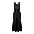 thumbnail image 5 of Cavosen V Neck Dresses for Women Maxi Black Elegant Spaghetti Strap Sleeveless Long Dress Party Dress Floor Length Dress Flowy Bodycon Wrap Wedding Guest Dress Evening Prom, 5 of 6