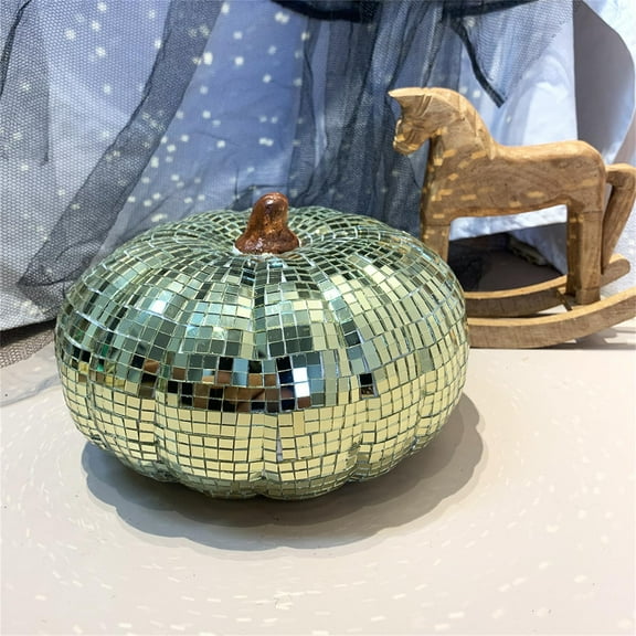 Gold Mirror Disco Ball,Pumpkin Shape Disco Balls,Cool Reflective Light Mirror Balls for for DJ Club Party, Disco Dancing Party Decoration,Harvest Festival Fall Decor Reflective Pumpkin Ball,