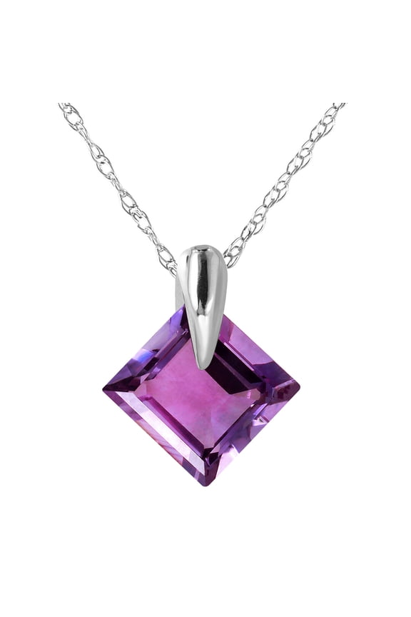14k 20" White Gold Necklace with Natural Amethyst Pendant