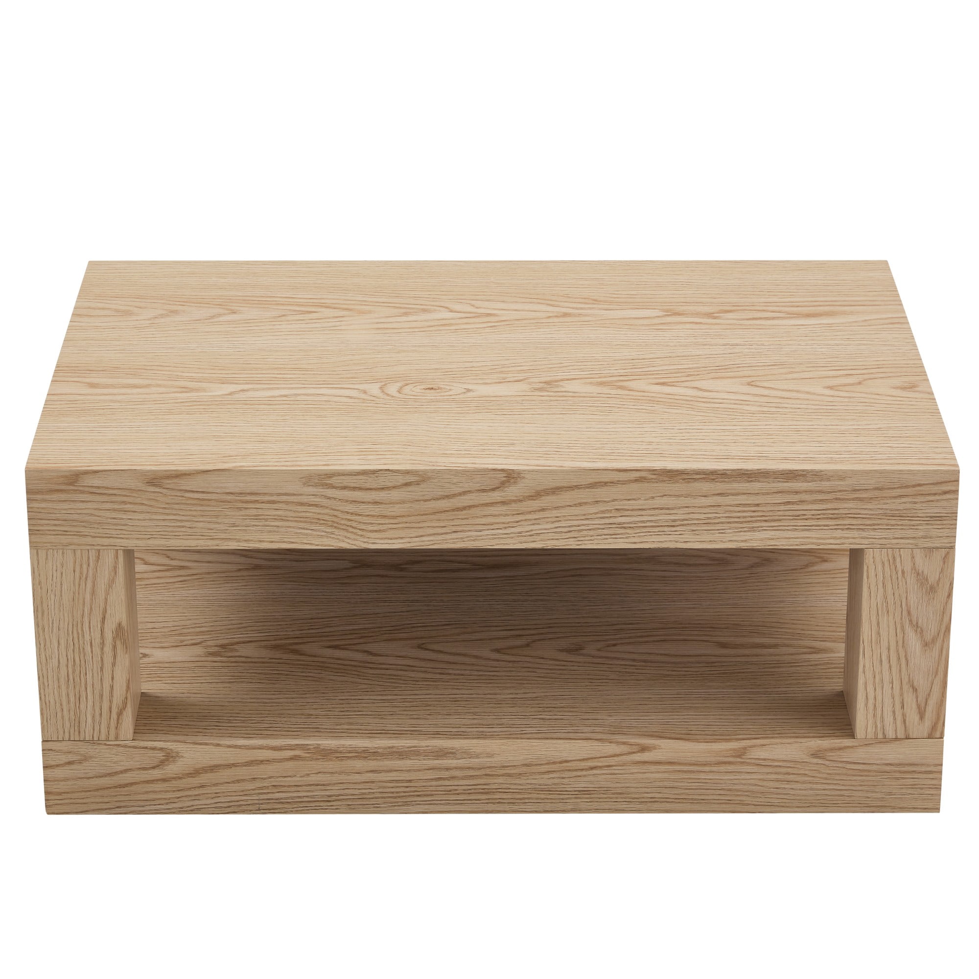 Alvantor Modern 2-Tier Coffee Table with Open Shelf, 40x21x18, Light Wood