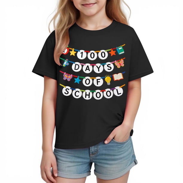 Camiseta de Manga Corta Linda Tops Niñas Niños Gráficos Camiseta de la Escuela Temporada Imprimir Tee para Niños