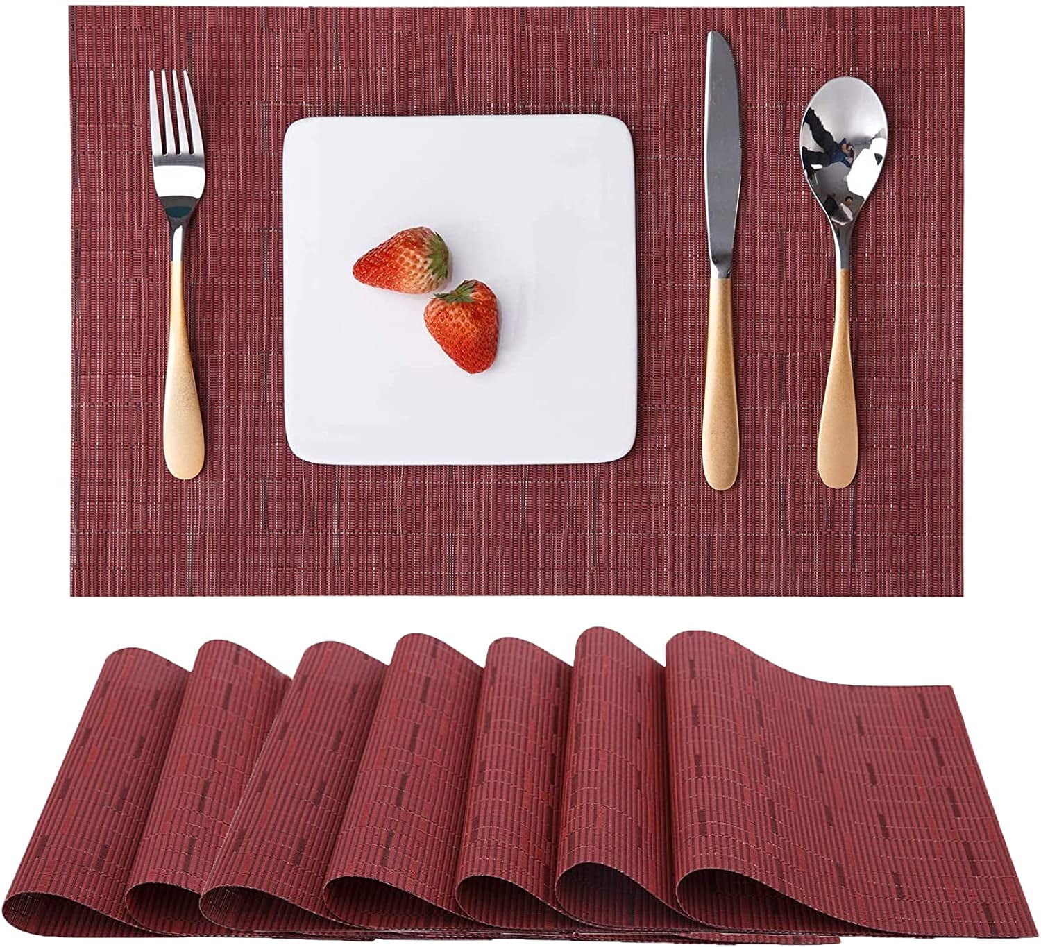 Table Mats Set of 6 Indoor Placemats Washable Non-Slip Heatproof Woven ...