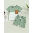 thumbnail image 3 of Hirigin Toddler Baby Boy Summer Outfits Contrast Color T-Shirt Tops + Pocket Shorts 6 12 18 Months 2T 3T 4T 5T Casual Clothes Set, 3 of 8