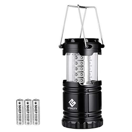 Etekcity Ultra Bright Portable LED Camping Lantern with 3 AA Batteries (Black Collapsible)