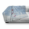thumbnail image 3 of Christmas Soft Flannel Fleece Throw Blanket, Snowman in a Snowy Winter Day with Xmas Hat Frosty Noel Kids Nursery Theme, Cozy Plush for Indoor and Outdoor Use, 60" x 80", White Blue, by Ambesonne, 3 of 6