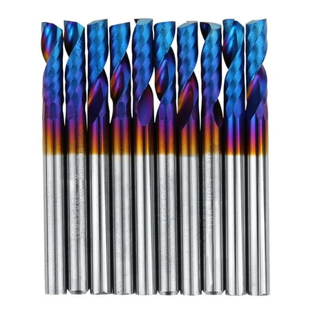 

10PCs Carbide End Mill Milling Cutter With 3.175mm Blue Nano Coating Shank Single Blade Spiral Engraving Tools for Precision Work