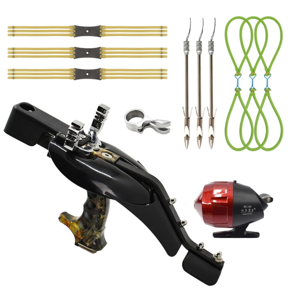 Outdoor Fishing Slingshot Set Reel Darts Catapult Bowfishing Hunting Kit