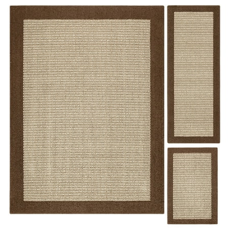 Brown Striped Rug - Mainstays Faux Sisal Olefin High Low Loop Tufted 3-Piece Area Rug Set