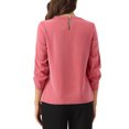 thumbnail image 3 of CURVOSPORT Camisa Elegante para Mujeres, Top de Oficina con Abertura, Frontal Plisado, Manga 3/4, Blusa de Chifón XS Rosa Oscuro, 3 of 6