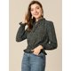 thumbnail image 3 of INSPIRE CHIC Blusa De Mujer Con Volantes Y Peplum Con Cuello Alto Y Manga Abullonada Negro XS, 3 of 6