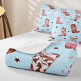 thumbnail image 4 of Homewish Light Blue Pink Cowgirl Boots Bow Star Print Bed Spread Queen,Pastel Western Queen Coverlet Set For Girls,3 Pieces, 4 of 7