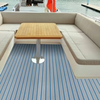 Boat Flooring EVA Foam Decking Sheet Faux Teak Marine Mat Marine Carpet Cooler Tops Seating Non-Slip Self-Adhesive Flooring Material for Motorboat RV Yacht Kayak Swimming Pool 95" x 35.5"