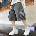 thumbnail image 2 of NAISIBABY Boys Cargo Shorts, Elastic Waist with Pockets Trendy Baggy Summer Casual Sports Shorts Gray 11T, 2 of 6