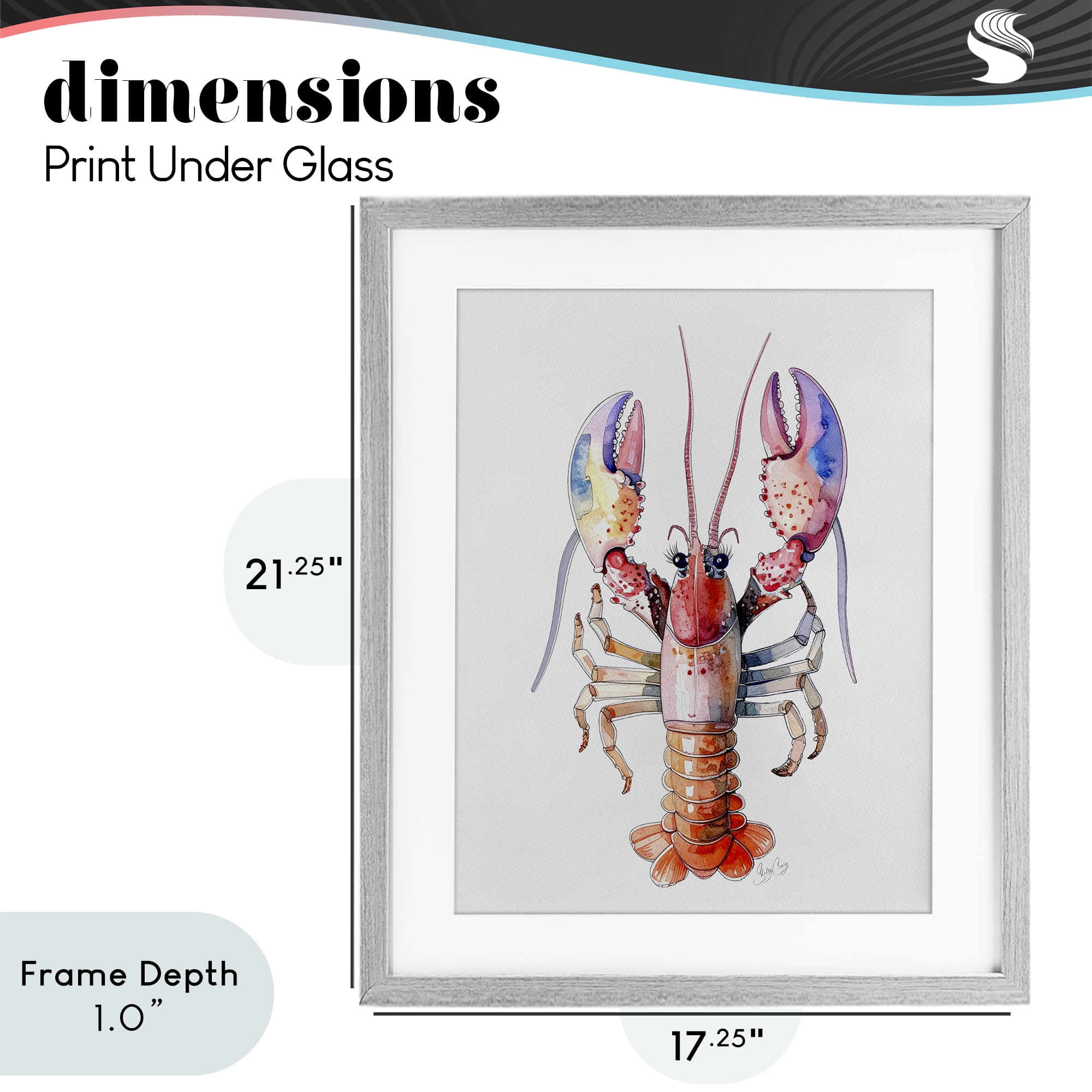 Stupell Industries Coral Claw Lobster Gray Framed Print Under Glass, design by Shelly Craig