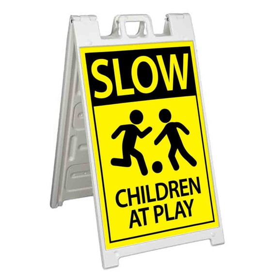 Slow Children at Play (24" X 36") Standard A-Frame Signicade, Includes Decal Applied To Stand