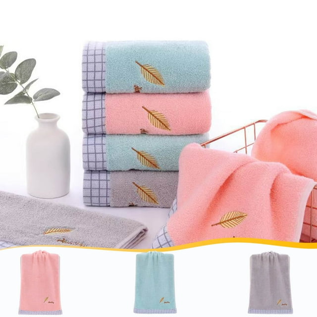 Toalla de mano con hojas bordadas – algodón suave ultra absorbente, resistente sin descolorido, sin pelusa, letras decorativas, uso doméstico en baño, 1 pack