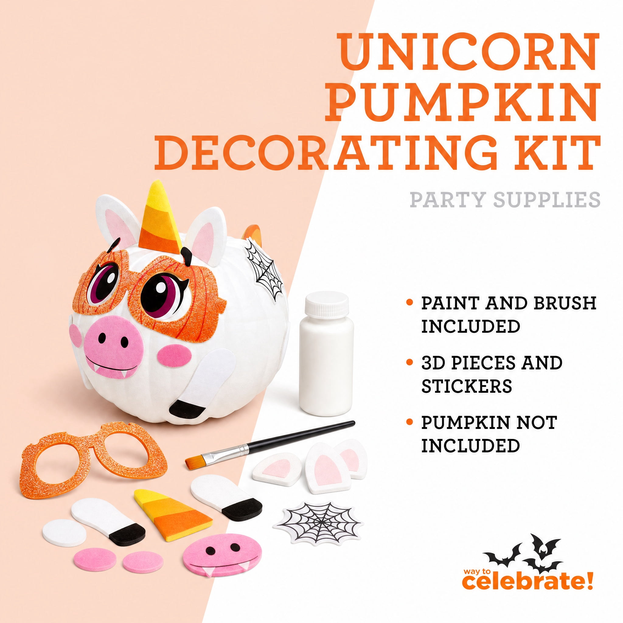 Unicorn Pumpkin Decorating Kit, Multicolor, Halloween by Way To Celebrate