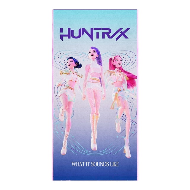Toalla de playa Netflix Kpop Huntrix 70 cm x 140 cm rosa