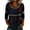 Black #13, variant on 3/4 Sleeve Length Tops for Women Lace Patch Casual Dressy Blouses Trendy Shirts Round Neck Loose Fit Tunic Top Black 2XL