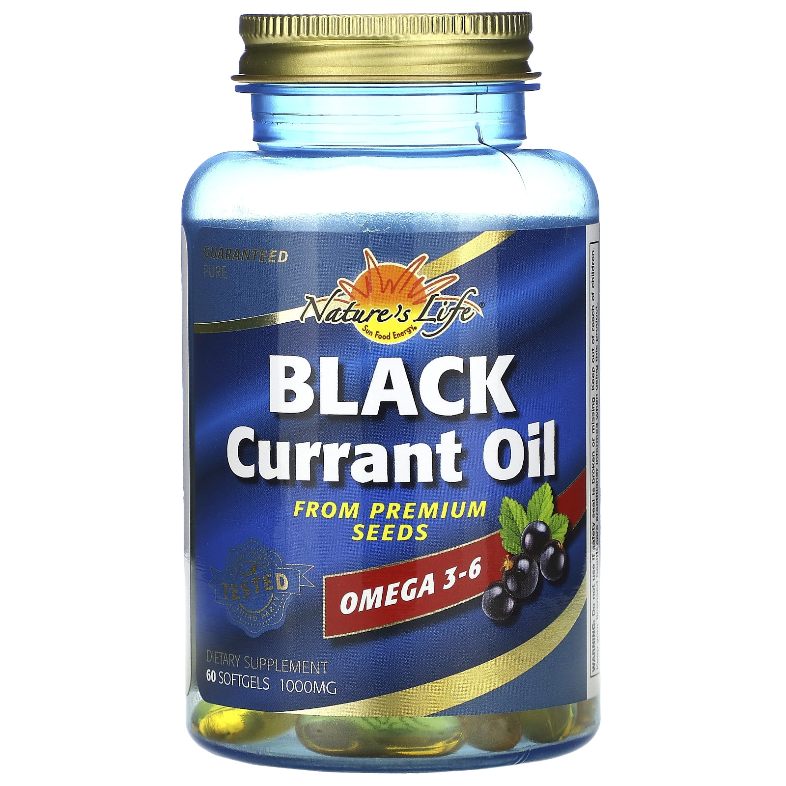 Nature's Life Black Currant Seed Oil 1000 mg With Omega3 ALA, Omega