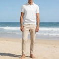 thumbnail image 4 of Polo Shirts for Men Golf Solid Color Shirt Business Casual Short Sleeve Knit Silk Smooth Drape Comfortable Collar Mens Shirts White L, 4 of 6
