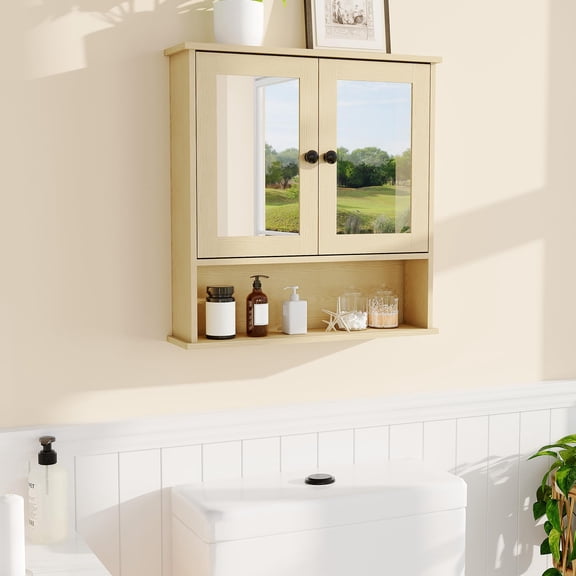Medicine Cabinet for Bathroom, Large Wall Cabinet with Adjustable Shelf, 23 x 22.1 x 5.1 Inch Wall Mounted Storage Organizer