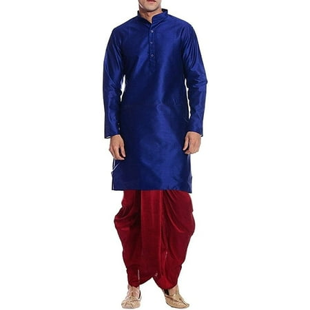

Royal Kurta Men s Silk Blend Festive Dhoti Kurta Set (Blue; 42)