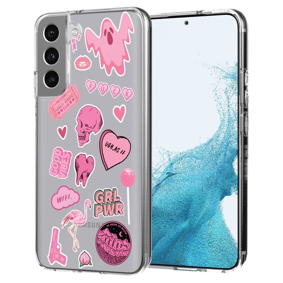 TalkingCase Thin Slim Case Compatible for Samsung Galaxy S22 5G, Skull Heart Collage Print, Lightweight, Flexible, Soft, USA