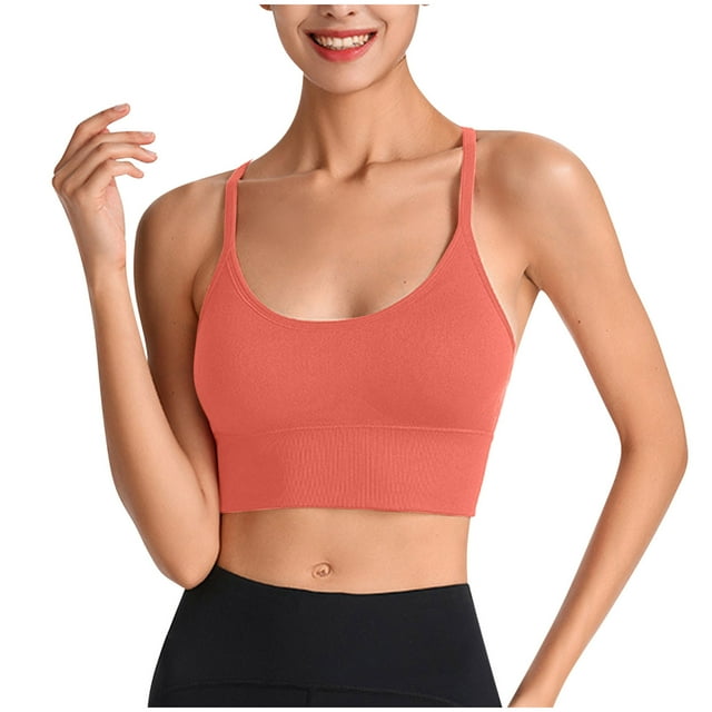 Timegard Womens Sports Bras Spaghetti Strap Scoop Neck High Support Breathable Workout Running Thin Bras