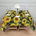 thumbnail image 3 of Black Green Leaf Sunflower Pattern Square Tablecloth,Waterproof Square Table Cover,Wipeable Spillproof Washable Table Cover for Home Kitchen Party Decor 42"X42"(107x107cm), 3 of 6