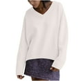 thumbnail image 2 of Qetyuw Oversized Sweater for Women Chunky Long Sleeve V Neck Pullover Jumpers Solid Color Knitted Casaul Sweaters, 2 of 7