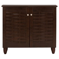 Winda Modern and  2-Door Dark Brown Wooden Entryway Shoes Storage Cabinet