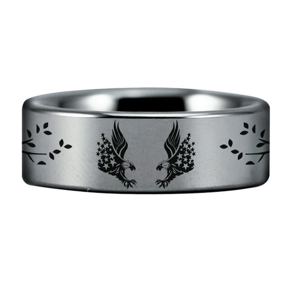 Silver Tungsten American Eagle Ring
