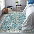 thumbnail image 4 of MJIAexp 6'x9' Moroccan Area Rug Washable Bedroom Rug Vintage Boho Area Rug Non-Slip Accent Throw Rug Stain Resistant Floor Carpet for Kitchen Entryway Living Room Office Floral Blue, 4 of 14
