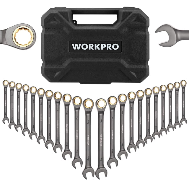 Juego de llaves de trinquete WORKPRO, 22 piezas, niqueladas