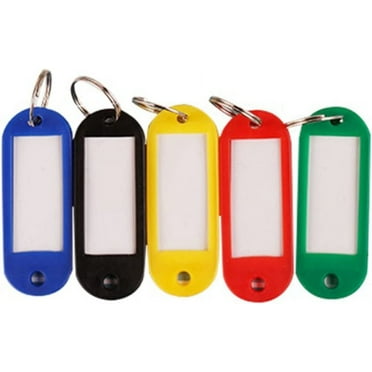 50 Pack Plastic Key Tags with Container, Key Labels for a Backpack, Fob, Mailbox, ID, USB Drive, Car Keys