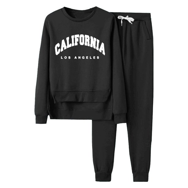 Gibobby Conjuntos de sudadera con bloques Conjunto deportivo de forro polar con capucha para mujer, sudadera con bolsillo y pantalón largo(Negro,XL)