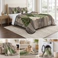 thumbnail image 6 of Quilts Twin Size Bedding Set, Green Xmas Trees Lightweight Quilted Comforter, Christmas Snowflake Rustic Wood Brown Soft Reversible Bedspread Coverlet with Pillow Covers for All Season, 68" x 86", 6 of 9
