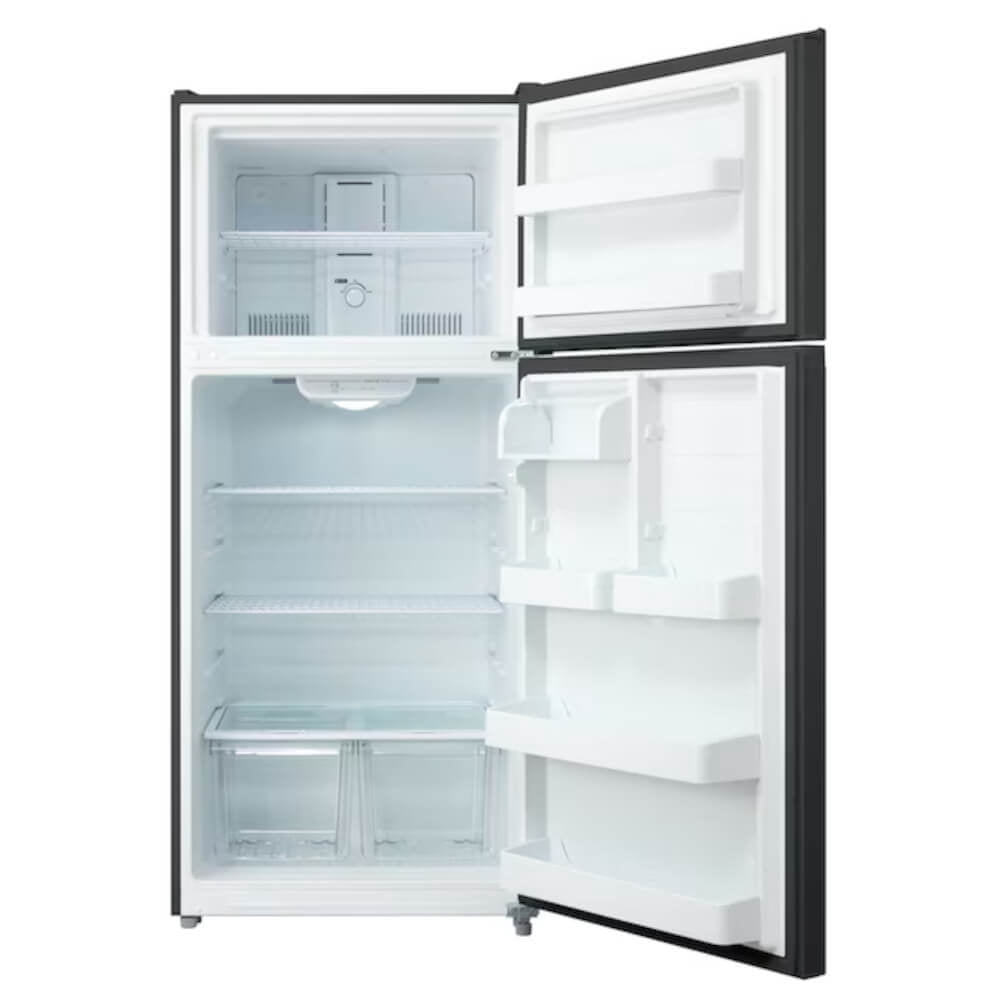 MIDEA 18 CF Top Mount Refrigerator, Glass Shelves, Ice Maker Ready, ESTAR