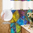 thumbnail image 3 of No Hook Shower Curtain, Stained Glass Shower Curtains for Bathroom with See Through Top Window, Vintage Abstarct Geometric Pattern Art Waterproof & Washable Bath Curtain Extra Long 72"x84", 3 of 9
