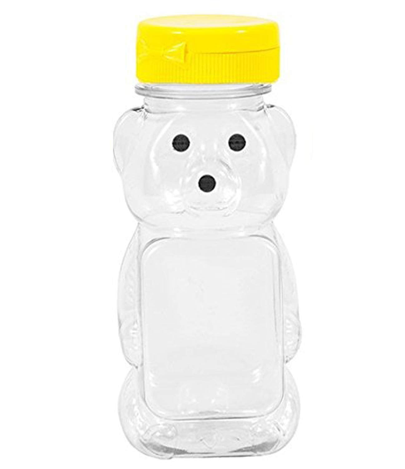 Honey Bears Flat Front/Back 8 oz Clear Case of 100 With Lids 