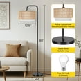 thumbnail image 5 of OUTON Black Floor Lamps, Boho Standing Lamps with Rattan & Linen Double Shades, Arc Lamp Floor with 4 Color Temperatures, Bohemian Floor Lamps for for Living Room, Bedroom, Study Room, 5 of 8